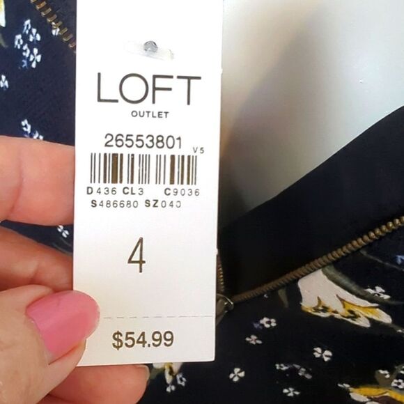 NWT Loft Navy Print Cotton Pique Summer Skirt Size 4 - Picture 6 of 7